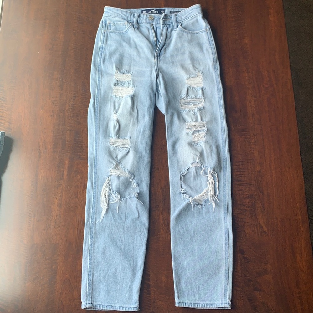 Hollister ultra high rise distressed mom jean